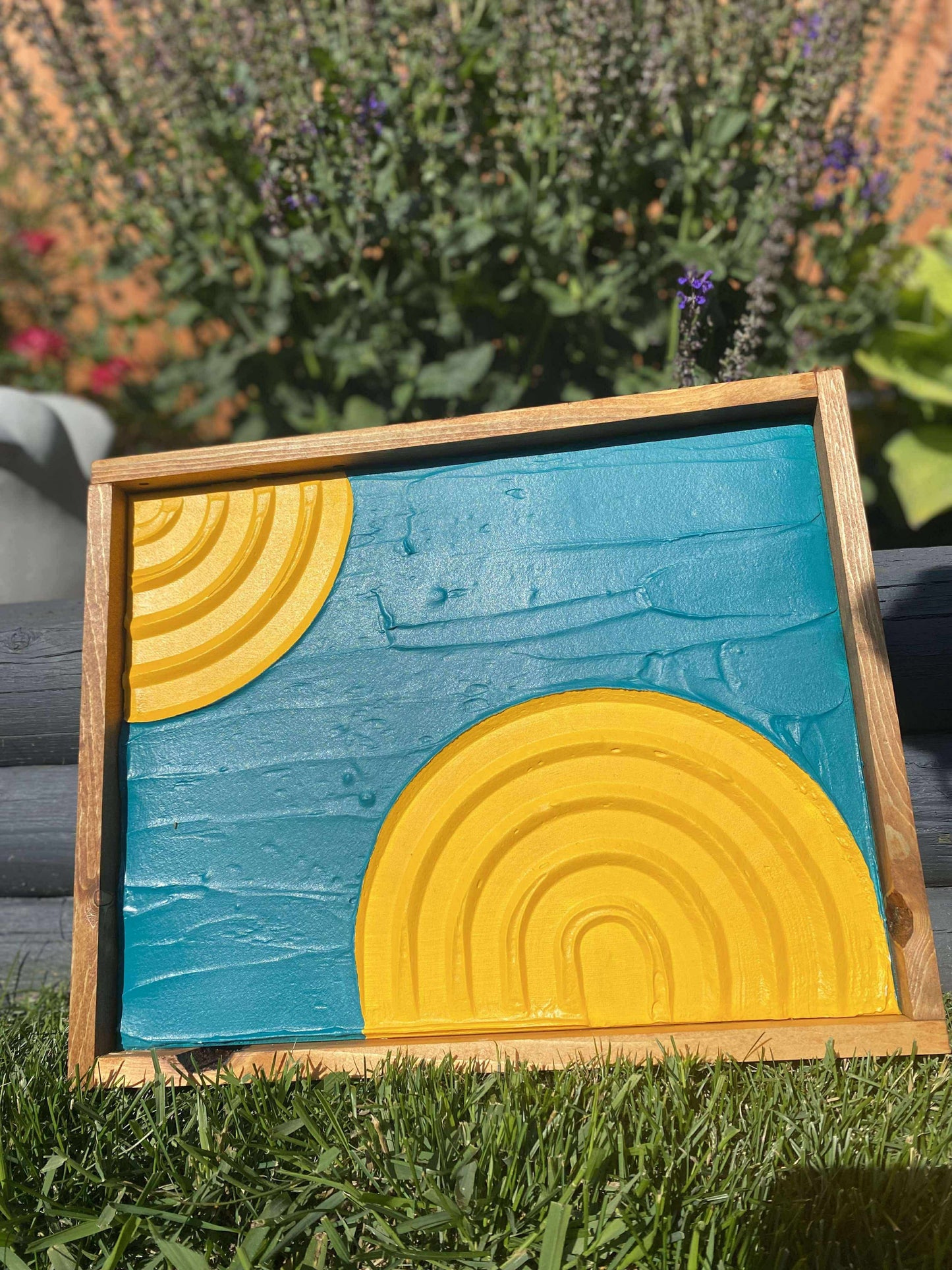 Textured Wall Hanging - golden turquoise - 1 piece