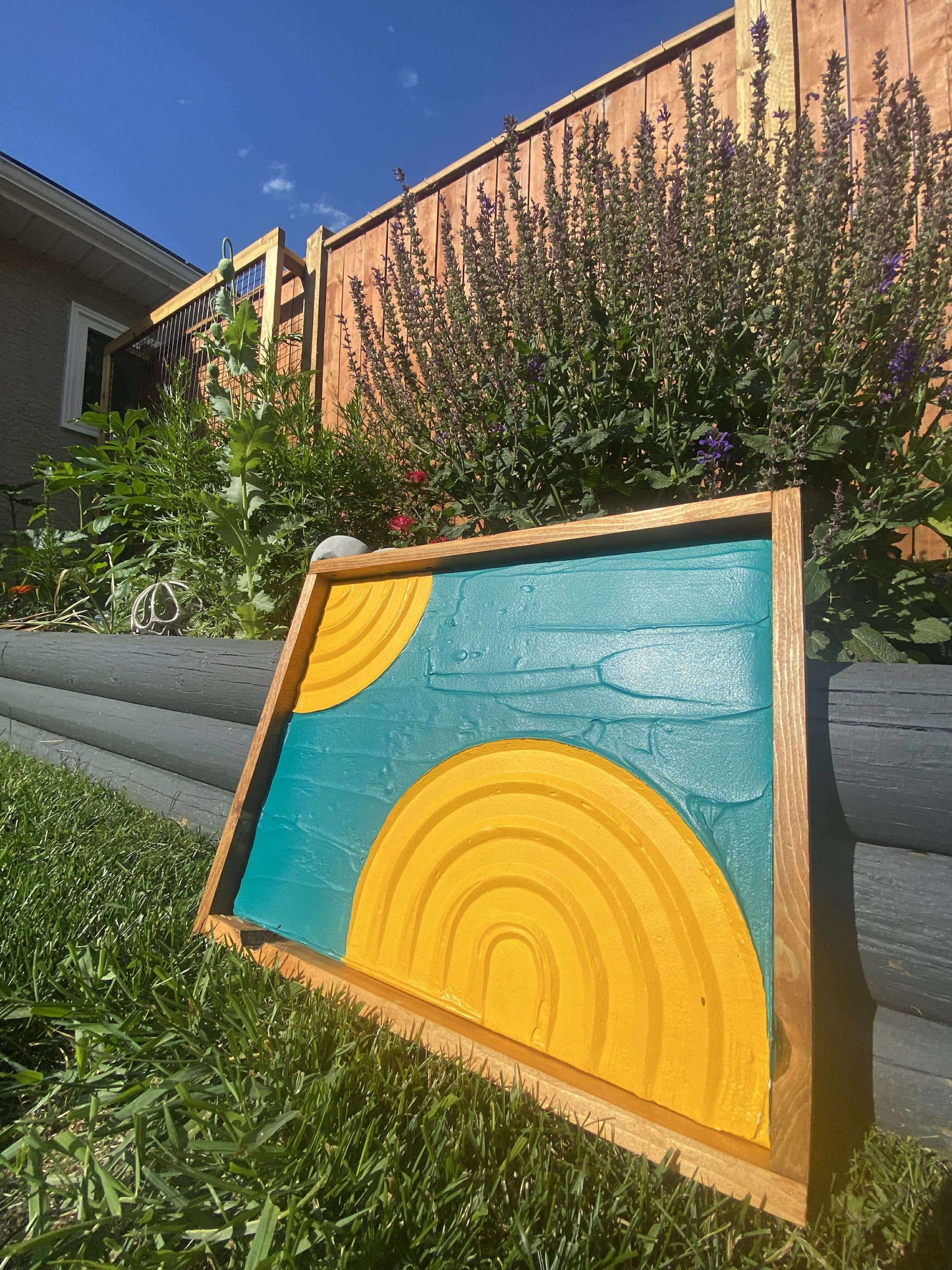 Textured Wall Hanging - golden turquoise - 1 piece
