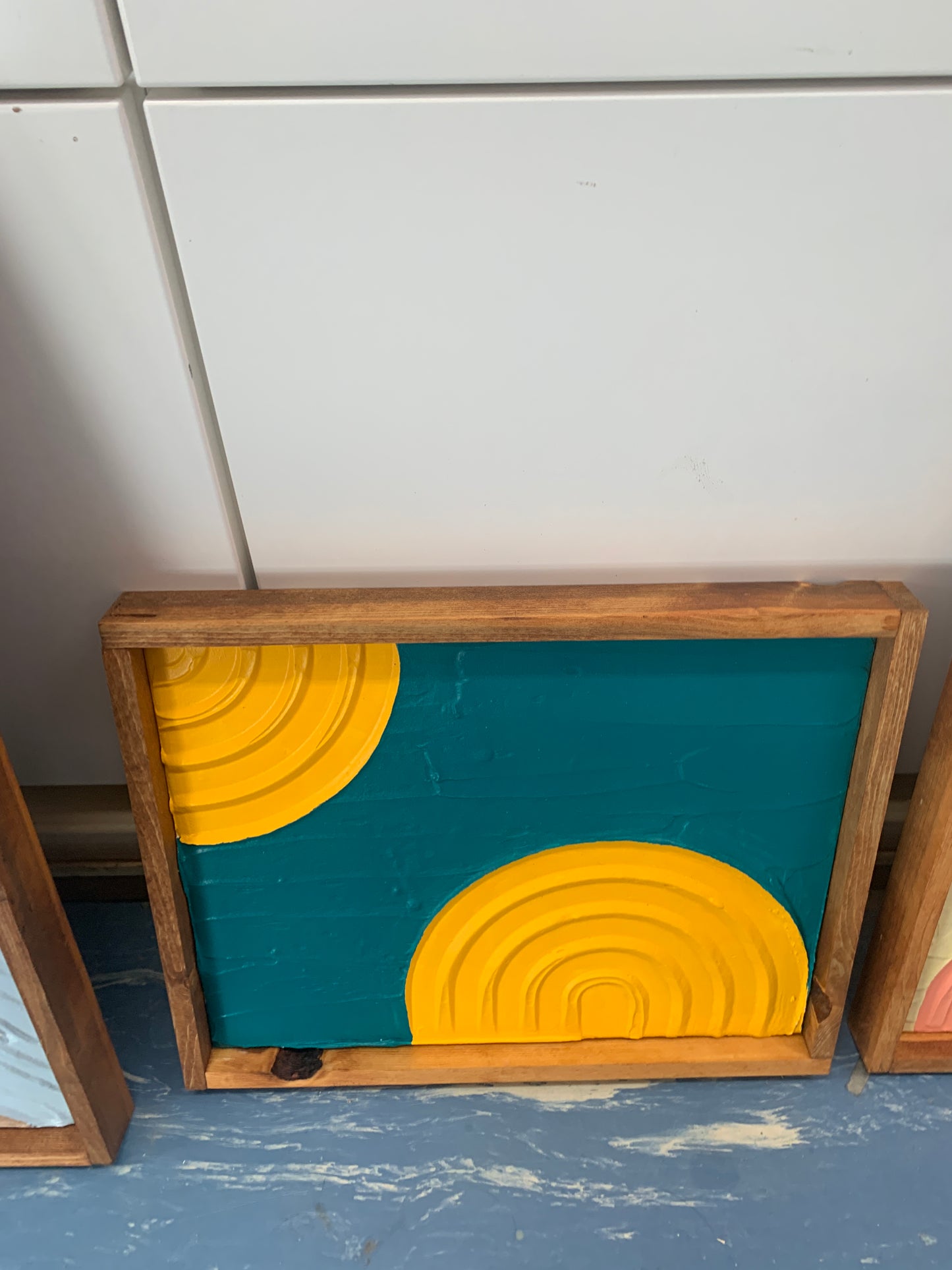 Textured Wall Hanging - golden turquoise - 1 piece