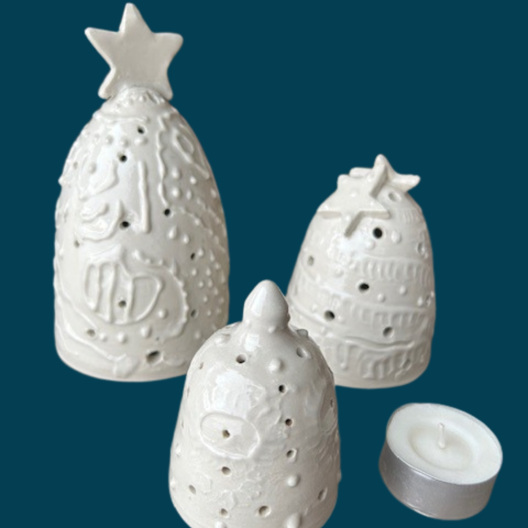 Set of 3 stoneware Christmas trees