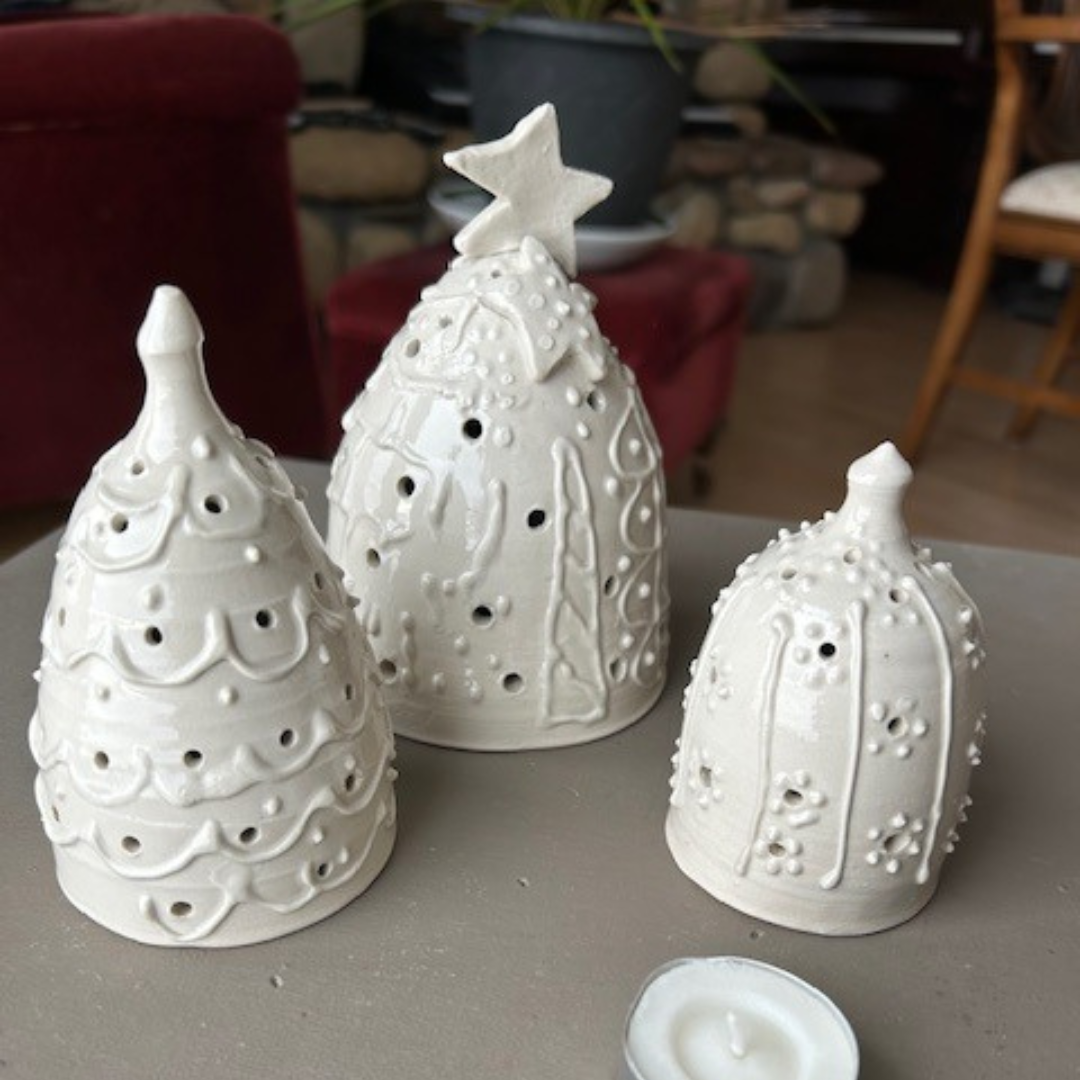 Set of 3 stoneware Christmas trees