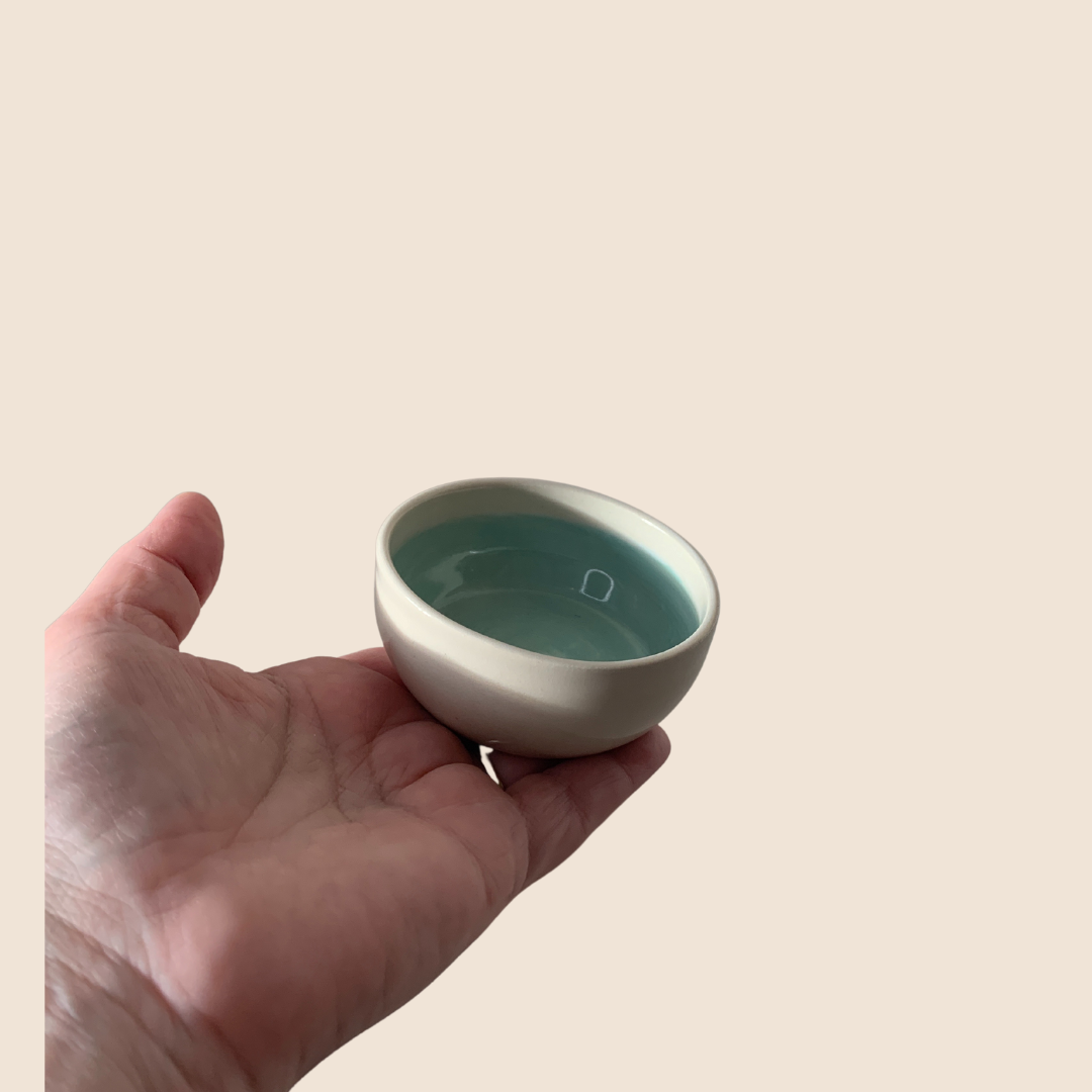White and aqua trinket bowl