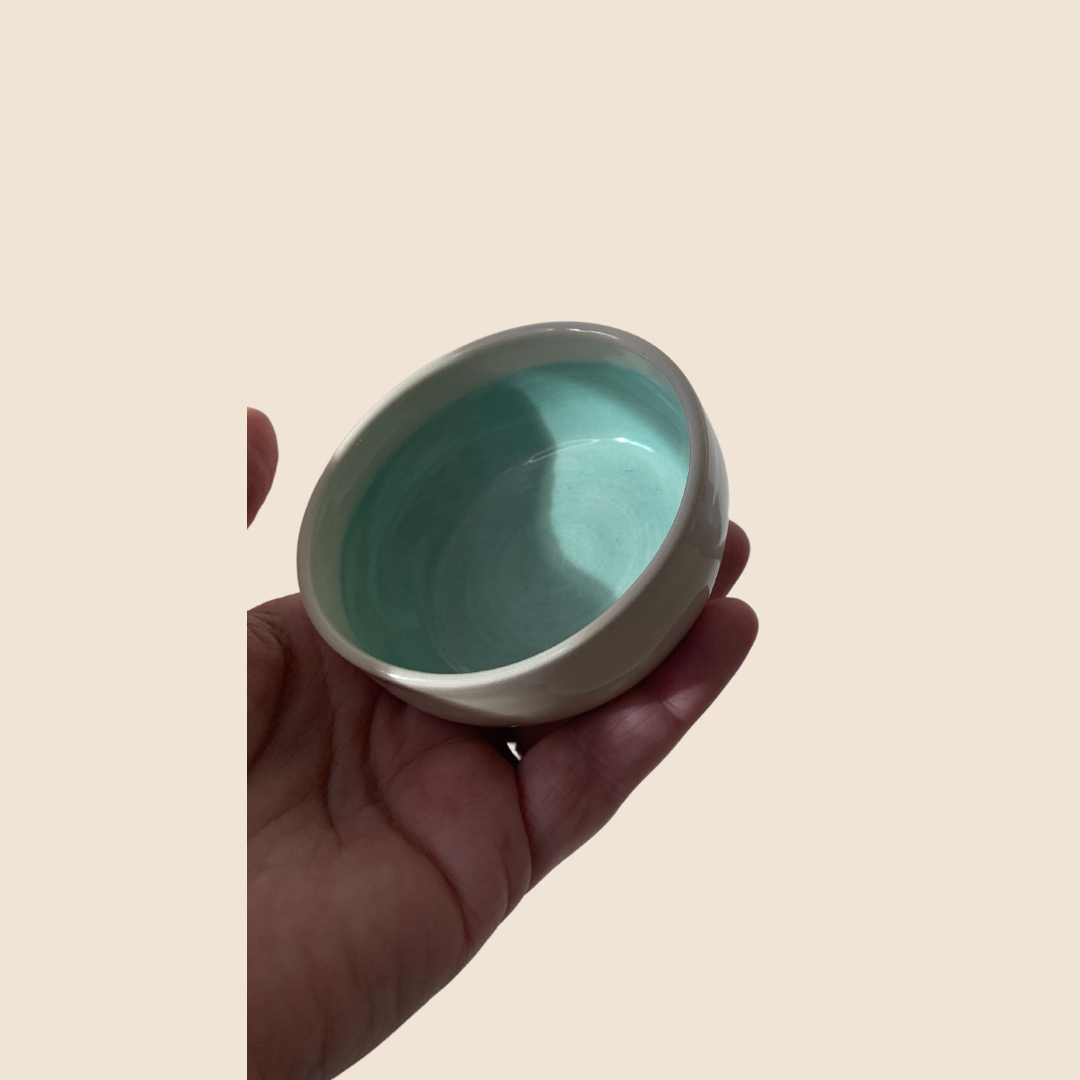 White and aqua trinket bowl