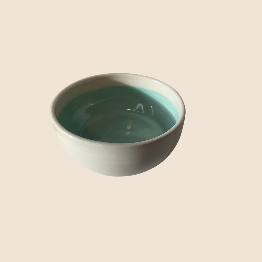 White and aqua trinket bowl