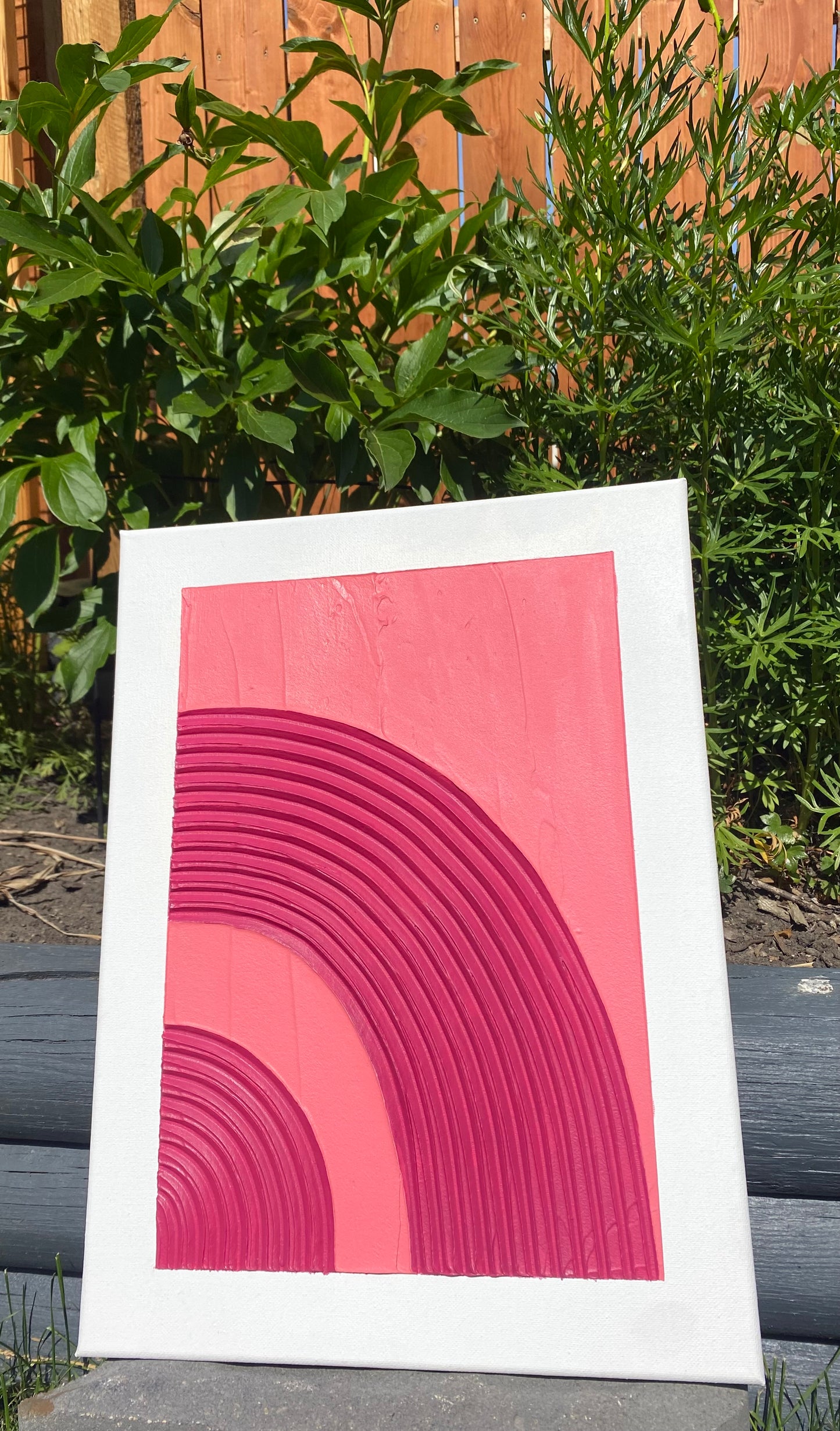 Textured Wall Hanging - pink curves - 1 piece