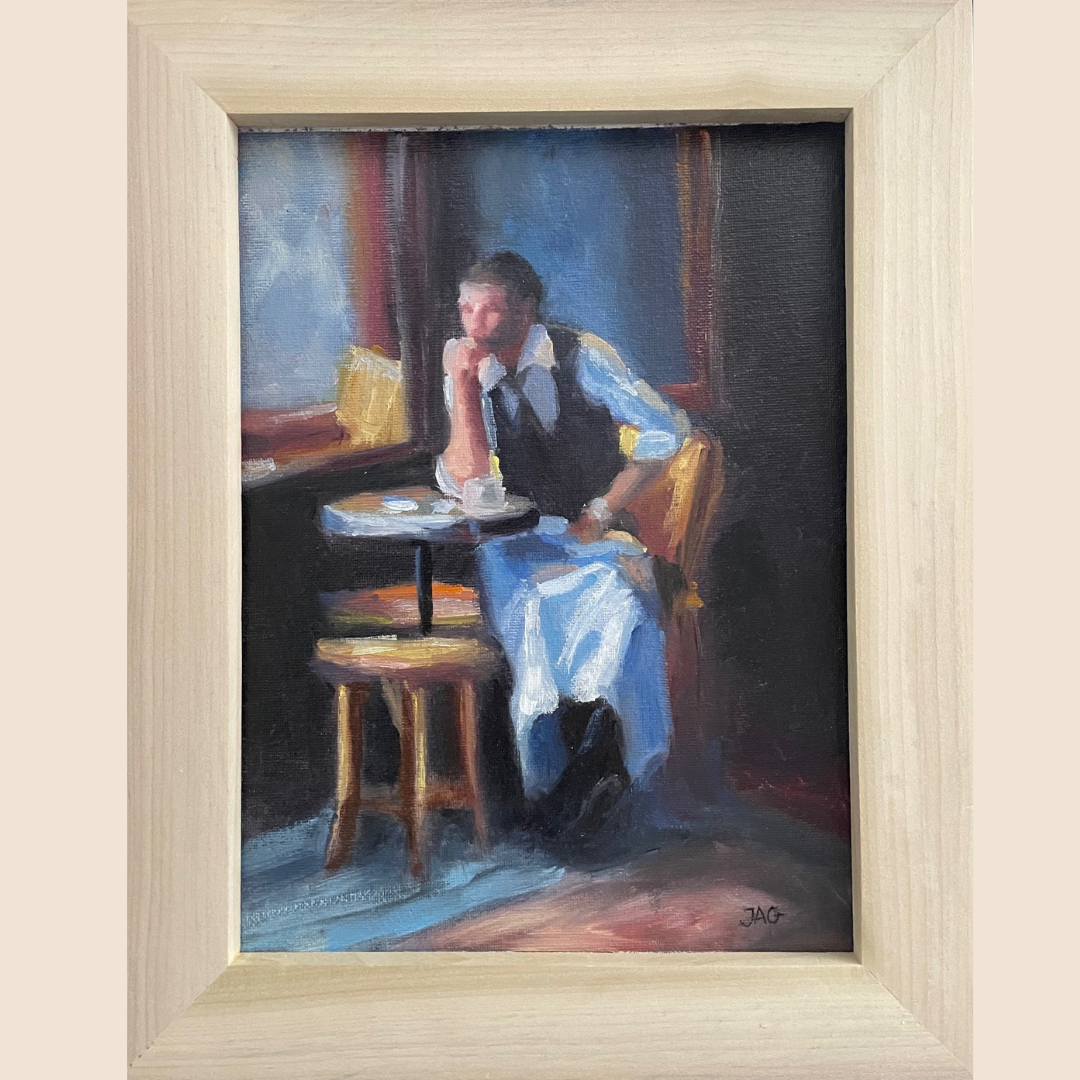 Waiter oil painting