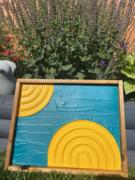 Textured Wall Hanging - golden turquoise - 1 piece