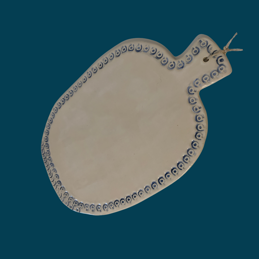 Ceramic Cheese Board - blue trim on white