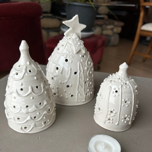 Set of 3 stoneware Christmas trees