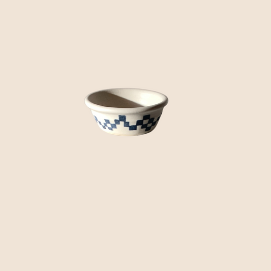 Trinket bowl with navy geometric motif
