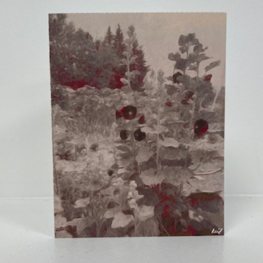 Art Card - Hollyhocks, Blank, pack of 5